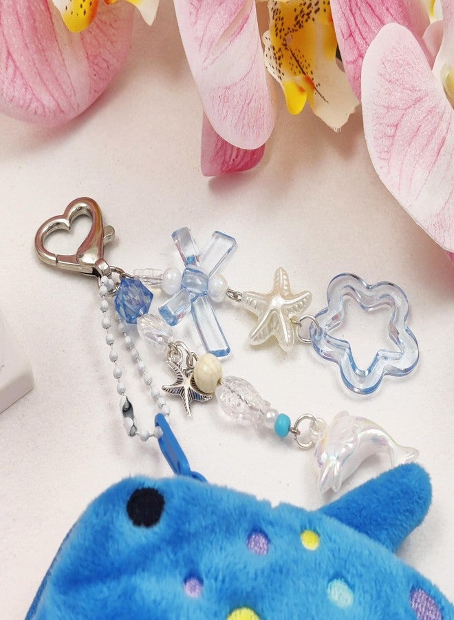 cioatu Adorable Whale Shark Coin Purse Keychain,Soft Plush Zipper Coin Purse,Handmade Purse Bag Charm Gift for Women (Blue) - Image 3